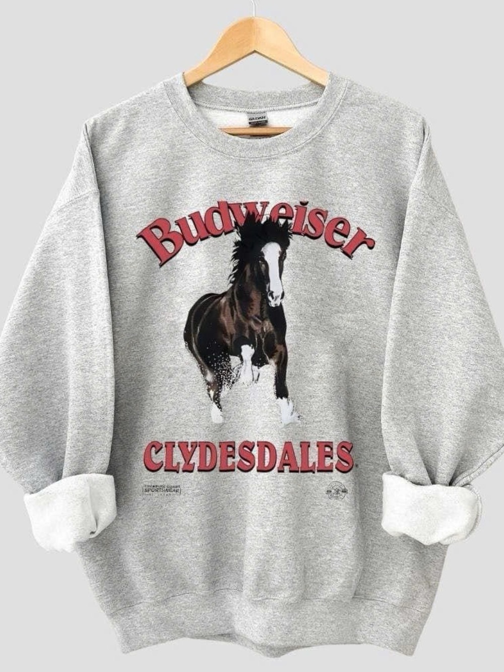 Budweiser Gray Sweatshirt with Clydesdales Graphic